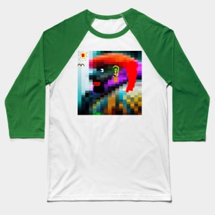 Lady Pixel Art Design on Green Background Baseball T-Shirt